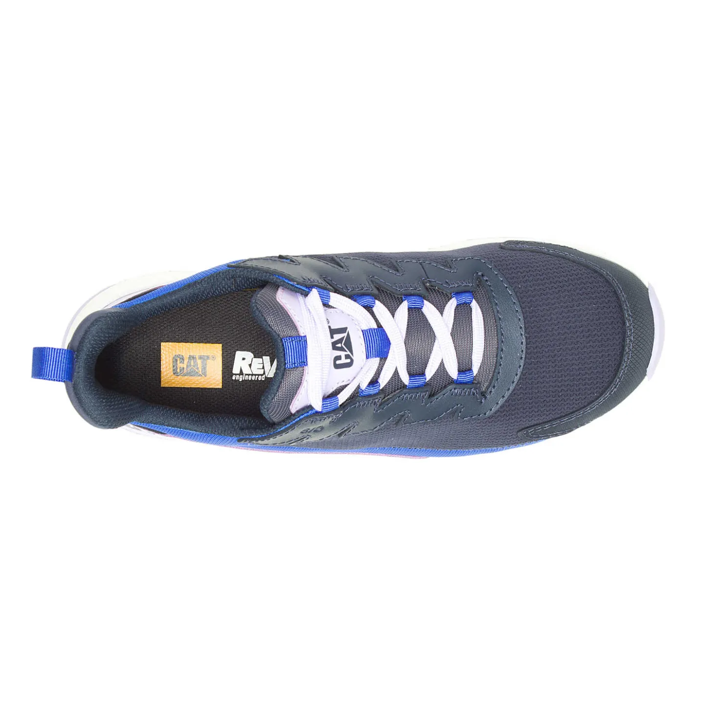 Scarpe da lavoro Donna CAT Runner: Design ergonomico con punta in carbonio ultraleggera, tecnologia antiscivolo e proprietà antistatiche per massima sicurezza nei movimenti dinamici.